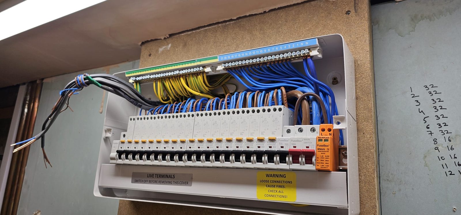 Large upgraded consumer unit with neatly organised wiring by Z Electricals